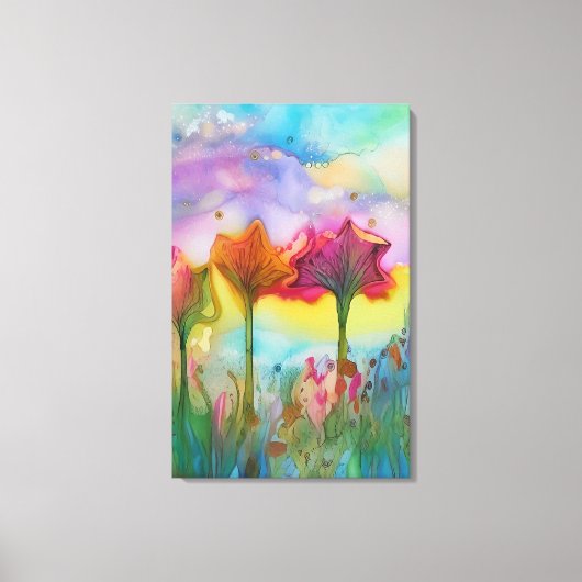 Bloemen in het veld canvas afdruk (Voorkant)