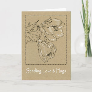 Bloemen in inkt met liefdes5 x 7 gevouwen Kaart