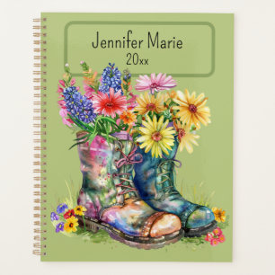 Bloemen in laarzen personaliseren met naam, jaar planner