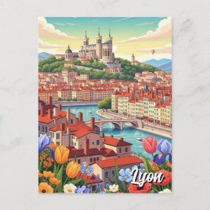 Bloemen in Lyon Frankrijk Basiliek Reizen Briefkaart