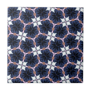 Bloemen in Middelblauw Tegeltje