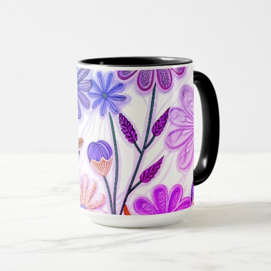 Bloemen in papier en draad: 3D Quilled Wildflower Mok (Voorkant rechts)