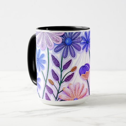 Bloemen in papier en draad: 3D Quilled Wildflower Mok (Voorkant links)