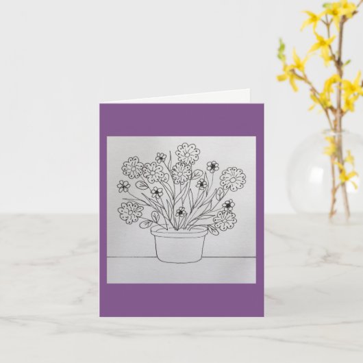 Bloemen in Planter Kleurboek Kaart (Gele Bloem)