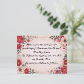 Bloemen in Roze Trouwen Save the Date Uitnodiging Briefkaart (Staand voorkant)