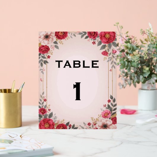 Bloemen in Roze Trouwtafel Acryl Teken Acryl Bord (Huwelijk)