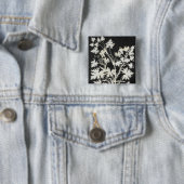 Bloemen in Silhouette Vierkante Button 5,1 Cm (In situ)