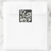 Bloemen in Silhouette Vierkante Sticker (Tas)