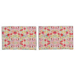 Bloemen in stijl en weidegras kussensloop