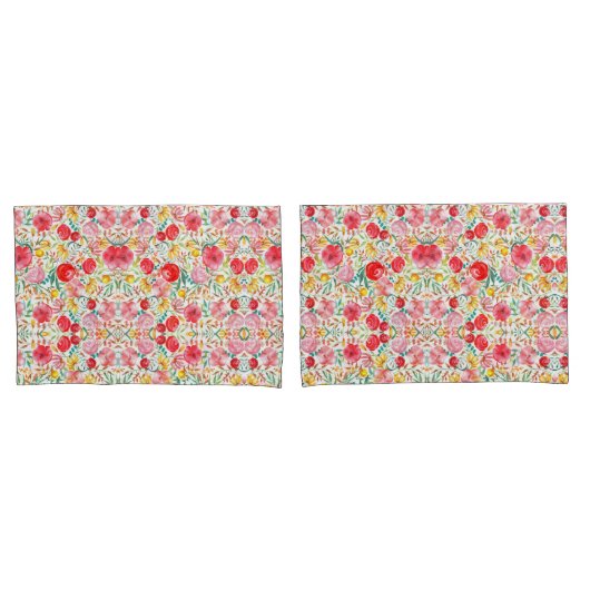 Bloemen in stijl en weidegras kussensloop (Voorkant-Set)