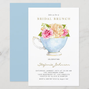Bloemen in Teacup Bridal Brunch Uitnodiging