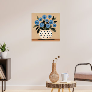 Bloemen in vaas met polkadots poster