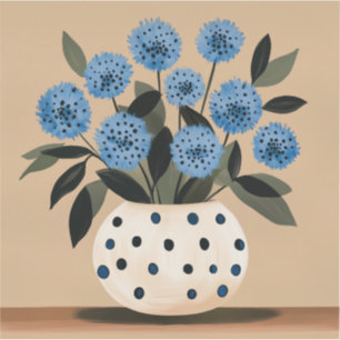 Bloemen in vaas met polkadots sticker