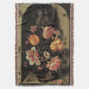 Bloemen in vaas, Vintage barokke bloemstilleven Deken