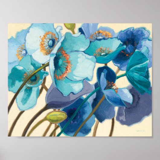 Bloemen in verschillende schaduwen van Paars en bl Poster (Voorkant)