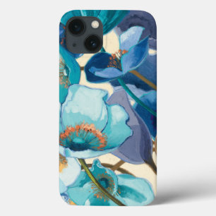 Bloemen in verschillende tinten paars en blauw iPhone 13 hoesje