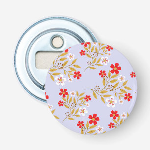 Bloemen in vintage stijl mooie rode bloemen op een button flesopener