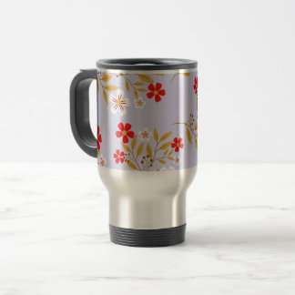 Bloemen in vintage stijl mooie rode bloemen op een reisbeker