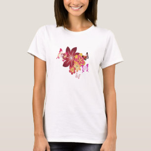 Bloemen in vlinders t-shirt