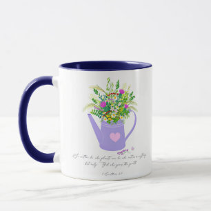 Bloemen in water kan God de groei geeft Mok