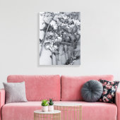 Bloemen in zwart en wit canvas afdruk (Insitu (Woonkamer))
