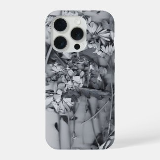 Bloemen in zwart en wit iPhone 15 pro hoesje