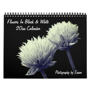 Bloemen in zwart en wit kalender