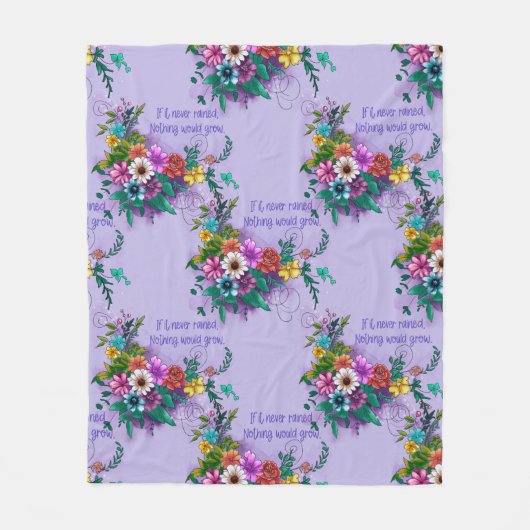 Bloemen Inspirerend Quote Fleece Deken (Voorkant)