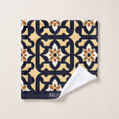 Bloemen Isometrisch in Doos Beige Botanisch Patroo Bad Handdoek (Wasdoekje)