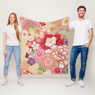 Bloemen, Japans ontwerp Fleece Deken