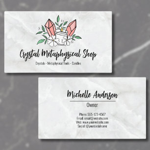 Bloemen Kaars Kristal Metafysische Winkel Visitekaartje