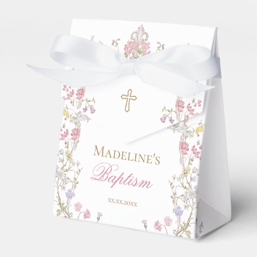 bloemen kader Doop Bedankdoosjes (Voorkant Zijde)