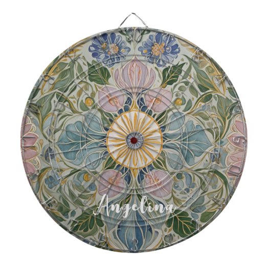 Bloemen Kaleidoscoop gepersonaliseerd Dartbord (Voorkant)