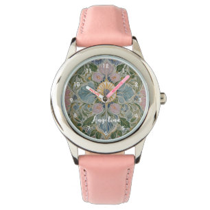 Bloemen Kaleidoscoop gepersonaliseerd Horloge