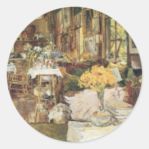 Bloemen kamer door Childe Hassam, Vintage Fine Art Ronde Sticker