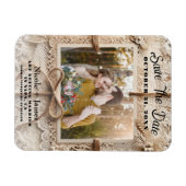  Bloemen Kant Burlap Rustic Save the Date Magneet (Horizontaal)