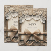  Bloemen Kant Burlap Rustieke Bruiloft RSVP Kaart (Voorkant / Achterkant)