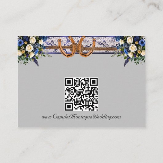 Bloemen, Kant & Hoefijzers, Blauw lint, QR-code Informatiekaartje (Achterkant)