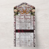 Bloemen, Kant & Hoefijzers, Bourgogne lint All In One Uitnodiging (Binnen)