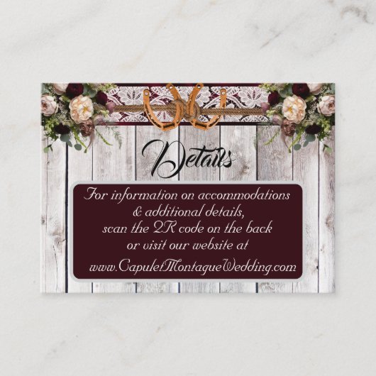 Bloemen, Kant & Hoefijzers, Bourgogne, QR-code Informatiekaartje (Voorkant)