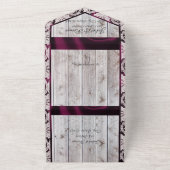 Bloemen, Kant & Hoefijzers, Paarse Lint All In One Uitnodiging (Buitenkant)