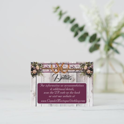 Bloemen, Kant & Hoefijzers, Paarse Lint, QR Code Informatiekaartje (Staand voorkant)