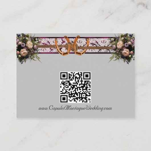 Bloemen, Kant & Hoefijzers, Paarse Lint, QR Code Informatiekaartje (Achterkant)