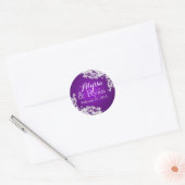 Bloemen  Kant Paarse Ronde Sticker (Envelop)
