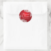 Bloemen  kant rood ronde sticker (Tas)