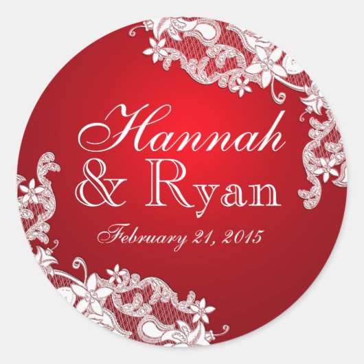 Bloemen  kant rood ronde sticker (Voorkant)