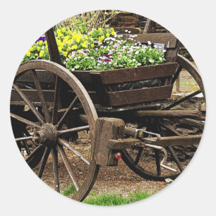 Bloemen Kar Ronde Sticker