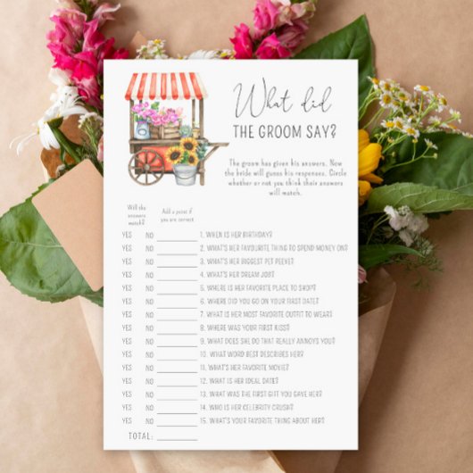 Bloemen kar - Wat zei de bruidegom bruidsspel