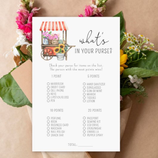 Bloemen kar - Wat zit er in je portemonnee spel