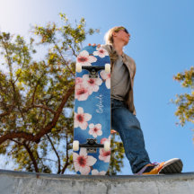 Bloemen Kersenbloesem Monogram Blauw Roze Meisje